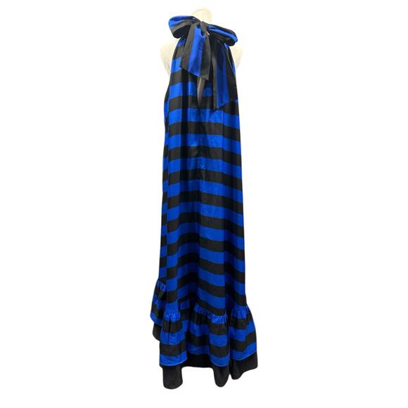 Alice + Olivia Blue and Black Striped Halter Maxi Dress - Picture 9 of 11